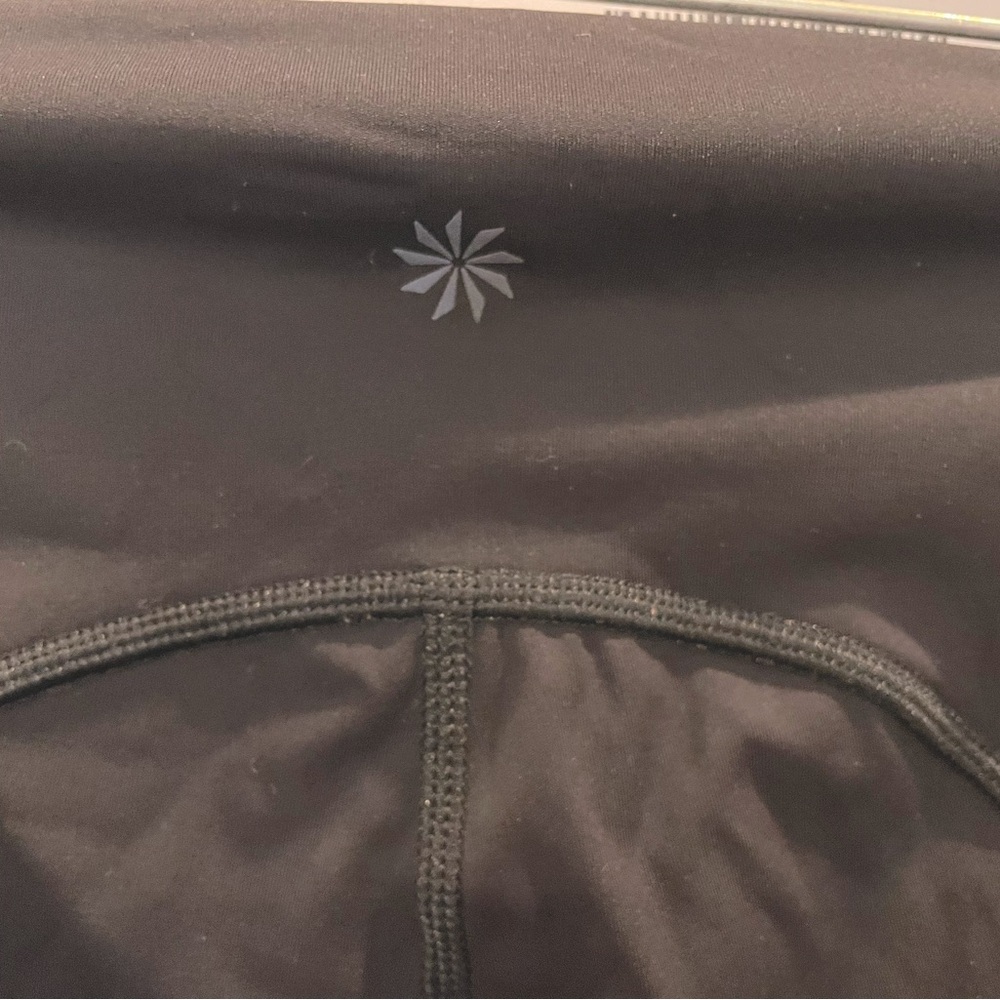 Athleta stash style crop, size small, black, tie waist, pockets on side